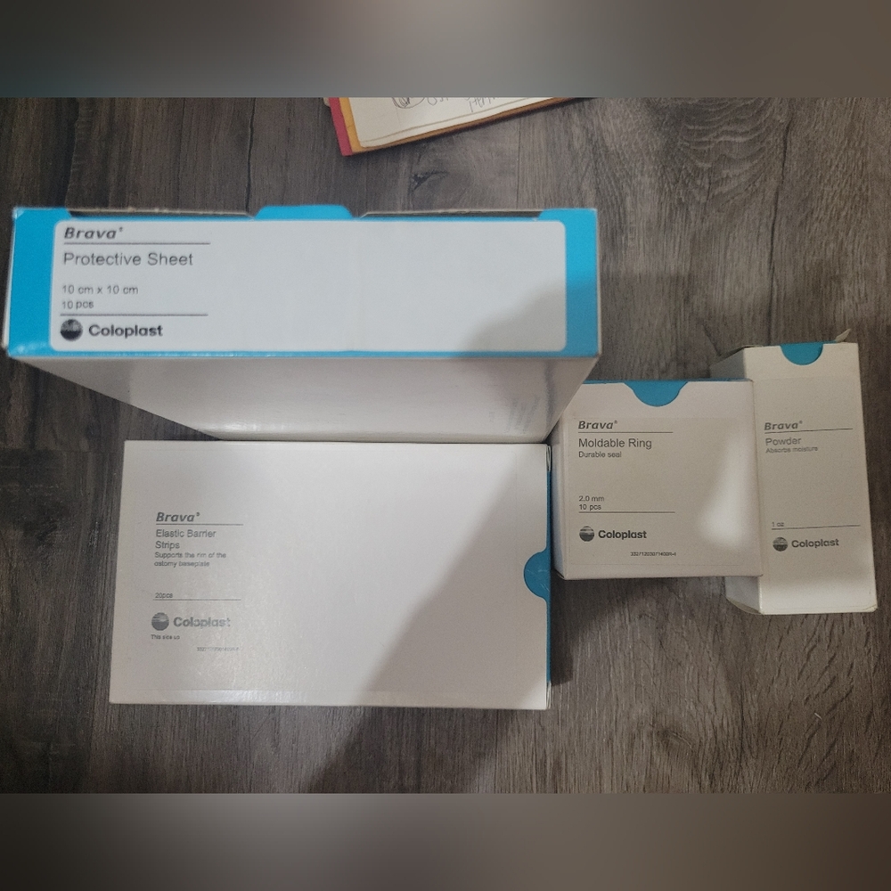 4 DIFFERNT NEW IN BOXES OSTOMY CARE PRODUCTS BY COLOPLAST BRAVA MEDICAL SUPPLIES